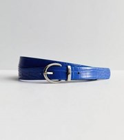 New Look Bright Blue Faux Croc Belt